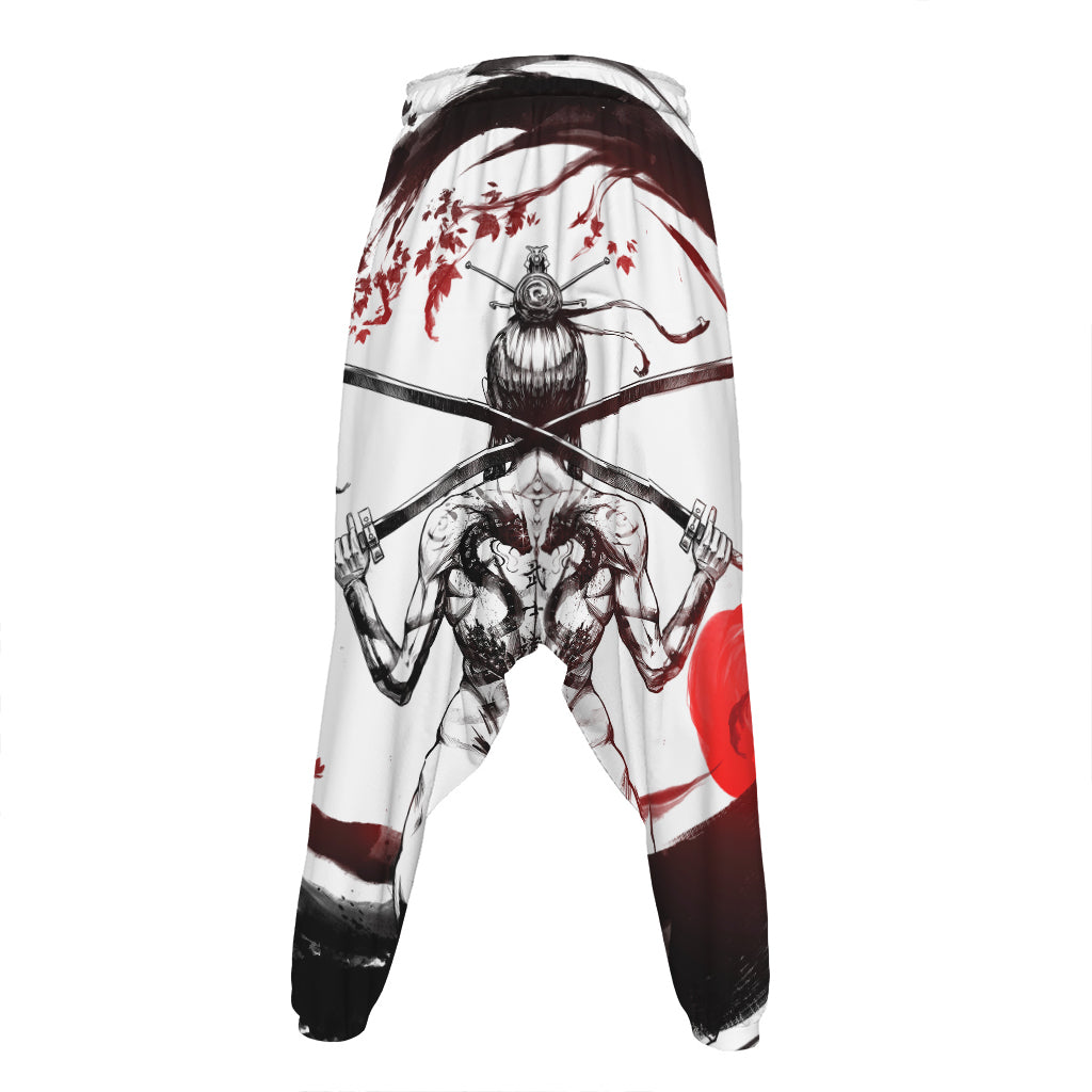 Japanese Samurai Woman Print Hammer Pants