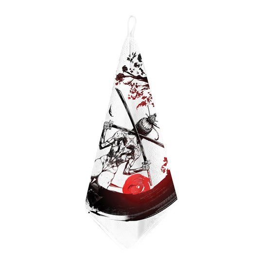 Japanese Samurai Woman Print Hand Towel