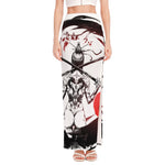 Japanese Samurai Woman Print High Slit Maxi Skirt