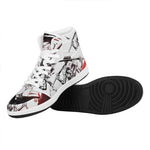 Japanese Samurai Woman Print High Top Leather Sneakers