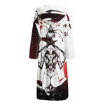 Japanese Samurai Woman Print Hooded Bathrobe