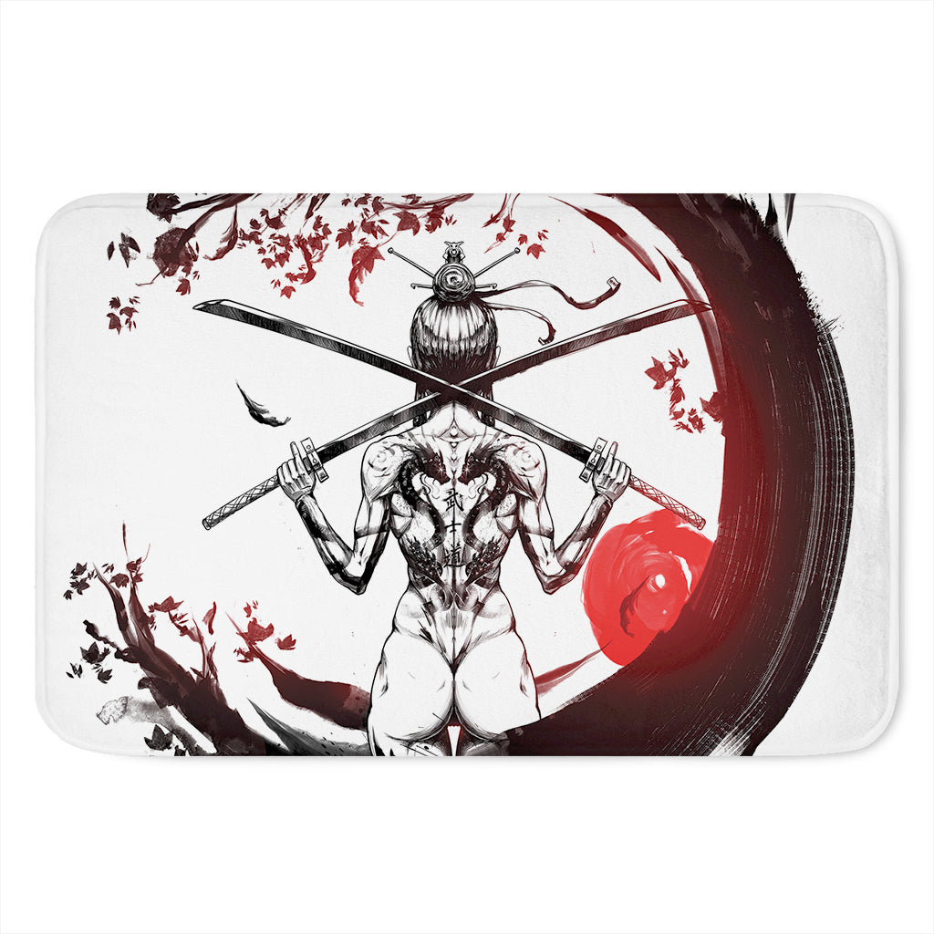 Japanese Samurai Woman Print Indoor Door Mat