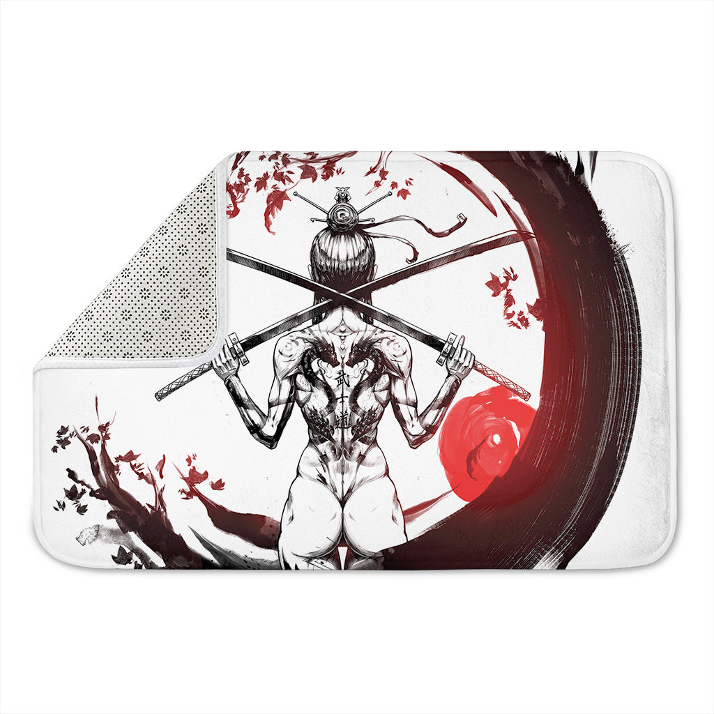 Japanese Samurai Woman Print Indoor Door Mat