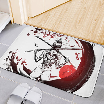 Japanese Samurai Woman Print Indoor Door Mat