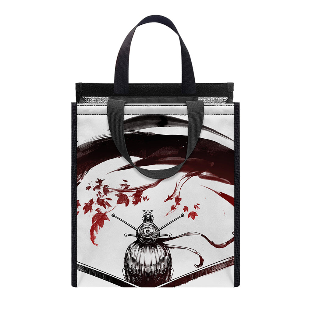Japanese Samurai Woman Print Insulated Lunch Tote