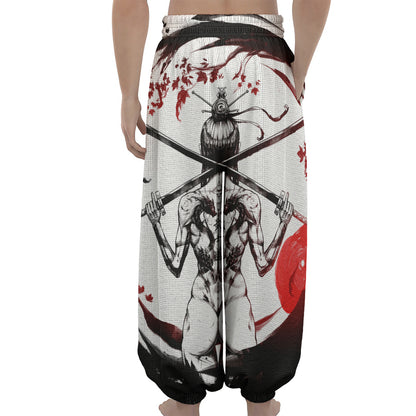 Japanese Samurai Woman Print Lantern Pants