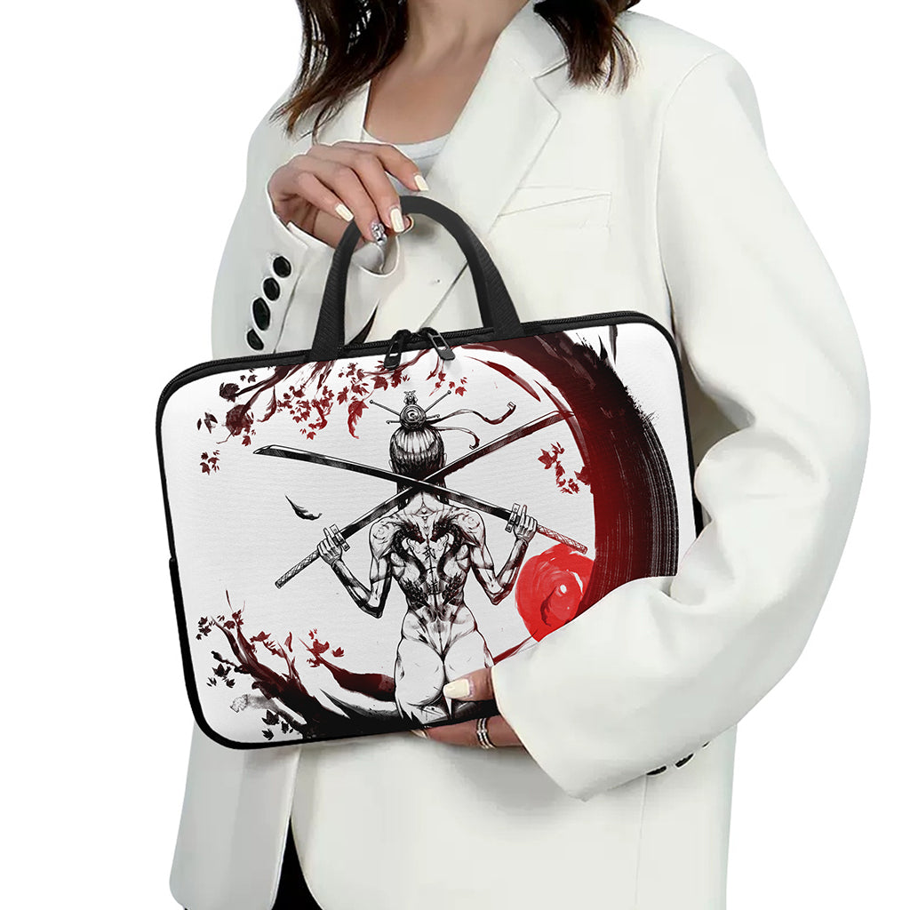 Japanese Samurai Woman Print Laptop Sleeve With Handle