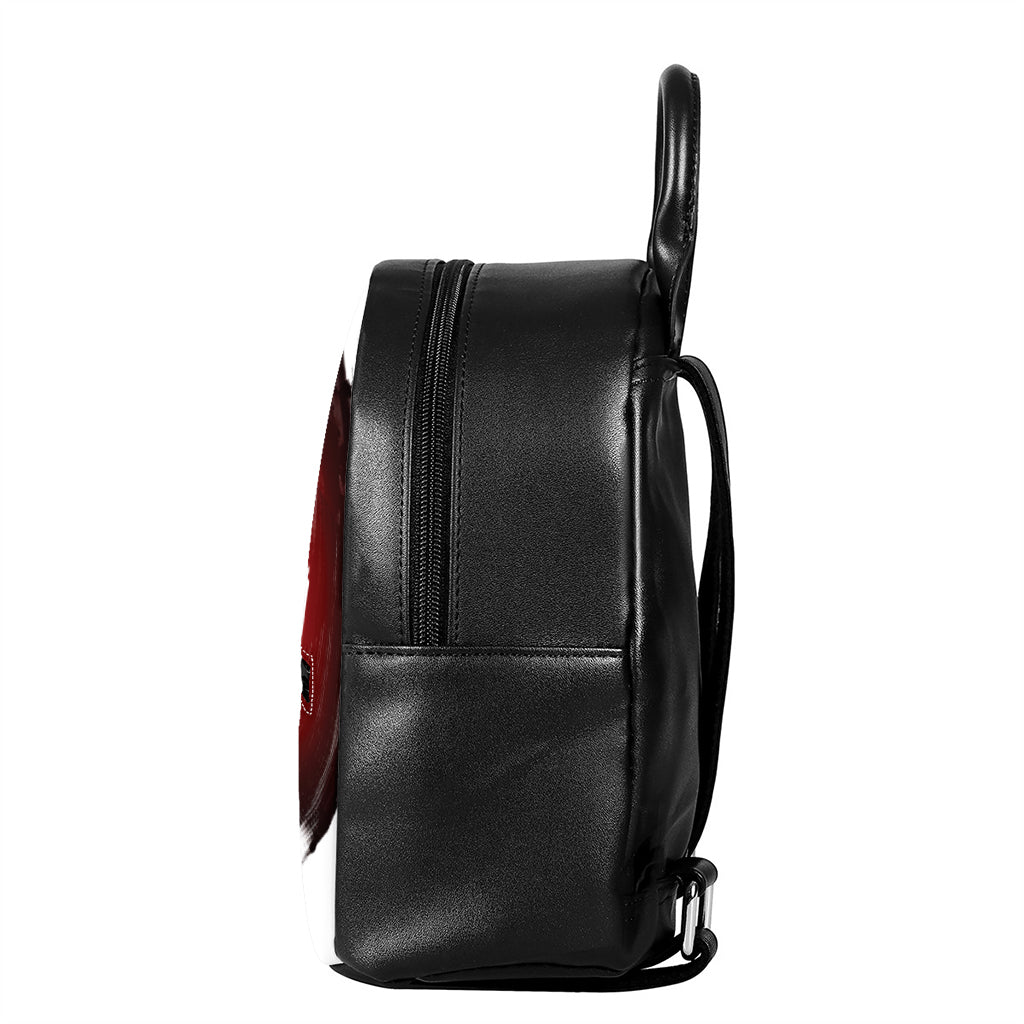 Japanese Samurai Woman Print Leather Backpack