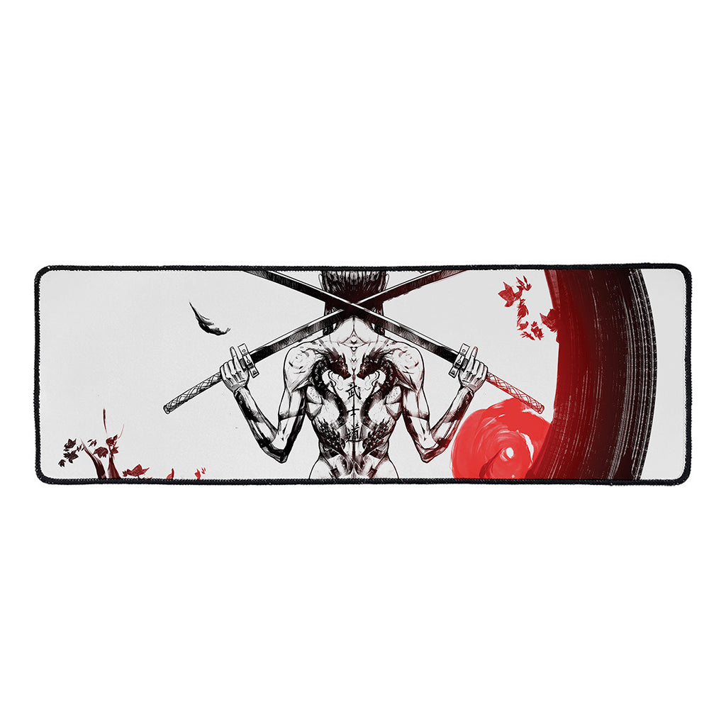Japanese Samurai Woman Print Long Kitchen Mat