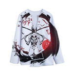 Japanese Samurai Woman Print Long Sleeve Short Coat