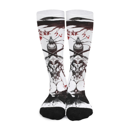 Japanese Samurai Woman Print Long Socks
