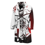 Japanese Samurai Woman Print Men's Bathrobe