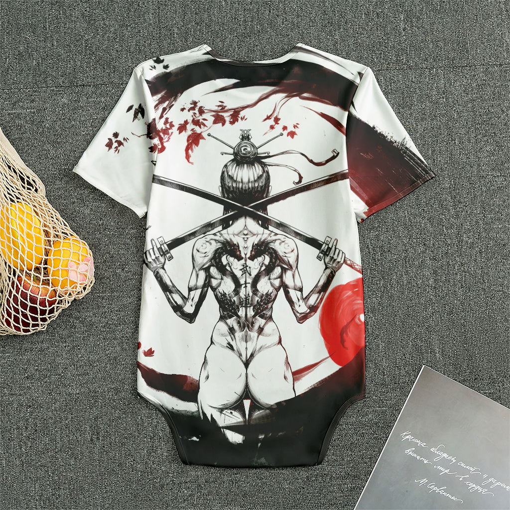Japanese Samurai Woman Print Men's Bodysuit