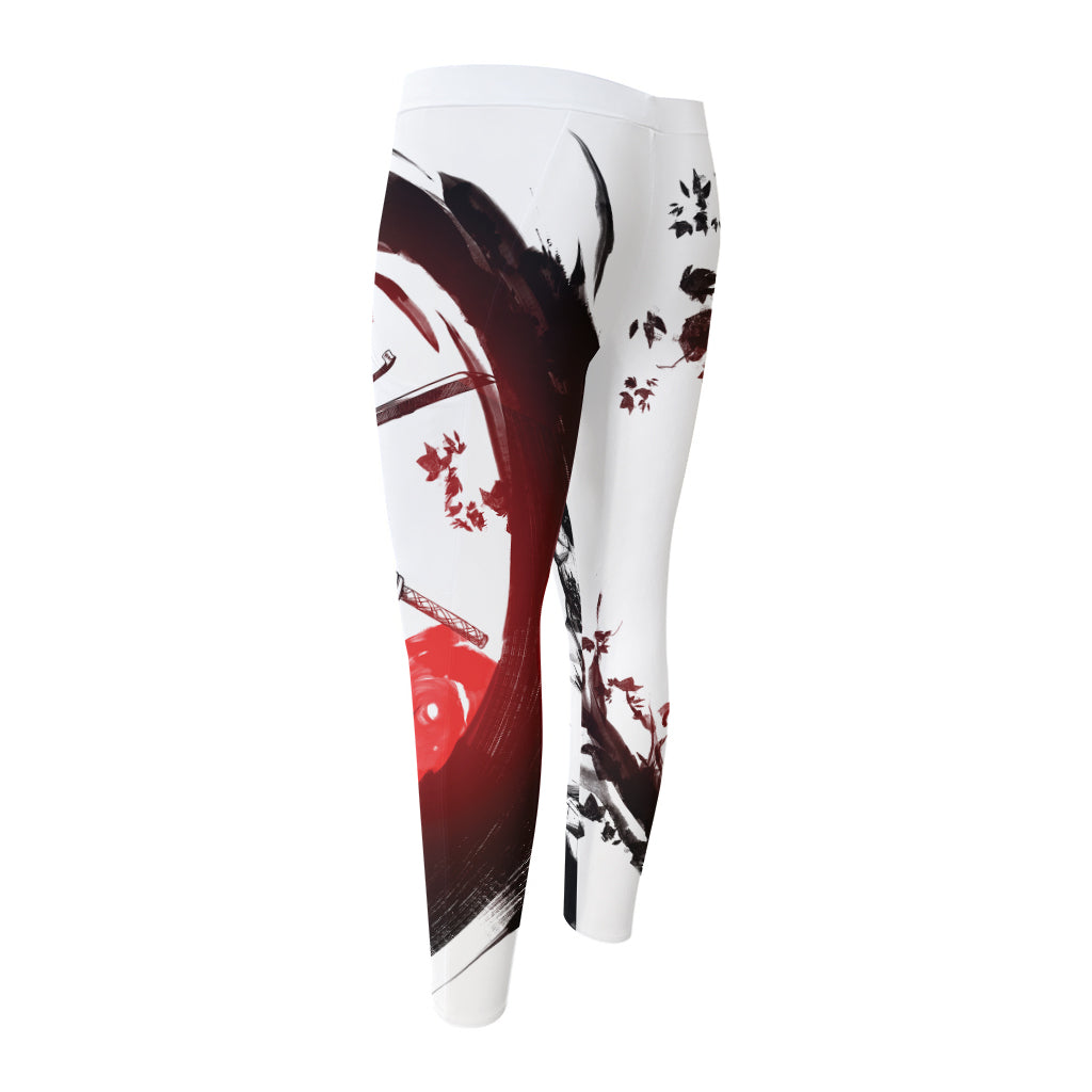 Japanese Samurai Woman Print Men's Compression Pants