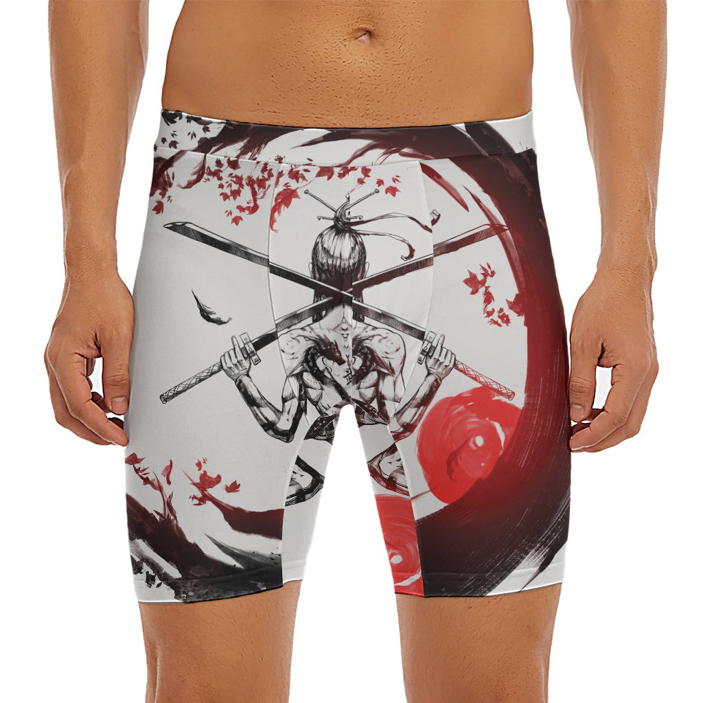 Japanese Samurai Woman Print Men's Long Boxer Briefs