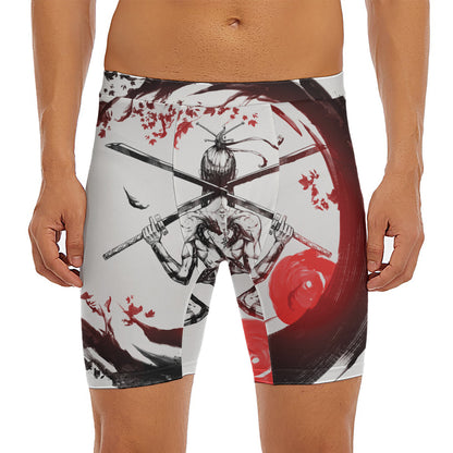 Japanese Samurai Woman Print Men's Long Boxer Briefs