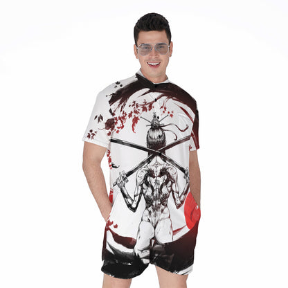 Japanese Samurai Woman Print Men's Rompers