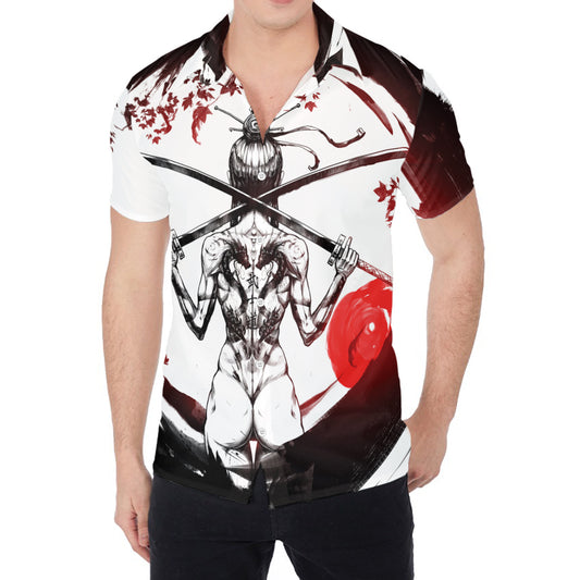 Japanese Samurai Woman Print Men's Shirt