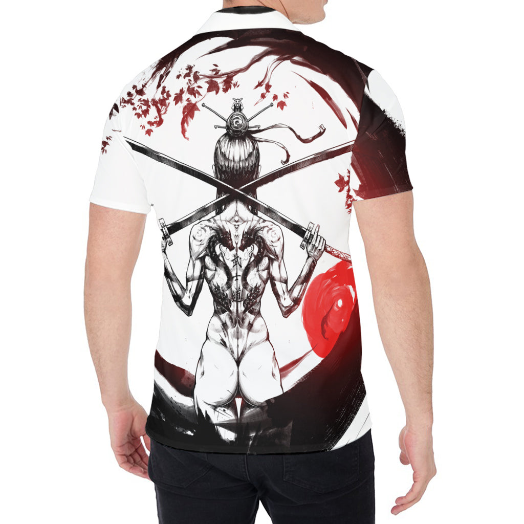 Japanese Samurai Woman Print Men's Shirt