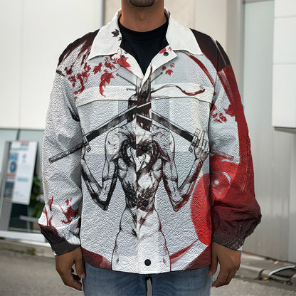 Japanese Samurai Woman Print Men's Shirt Jacket