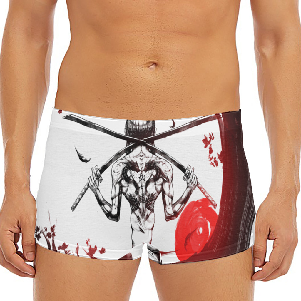 Japanese Samurai Woman Print Men's Short Boxer Briefs