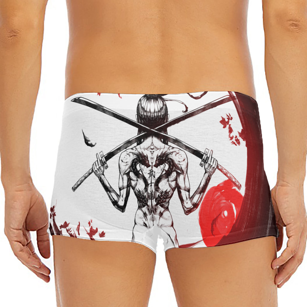 Japanese Samurai Woman Print Men's Short Boxer Briefs