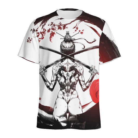 Japanese Samurai Woman Print Men's Sports T-Shirt