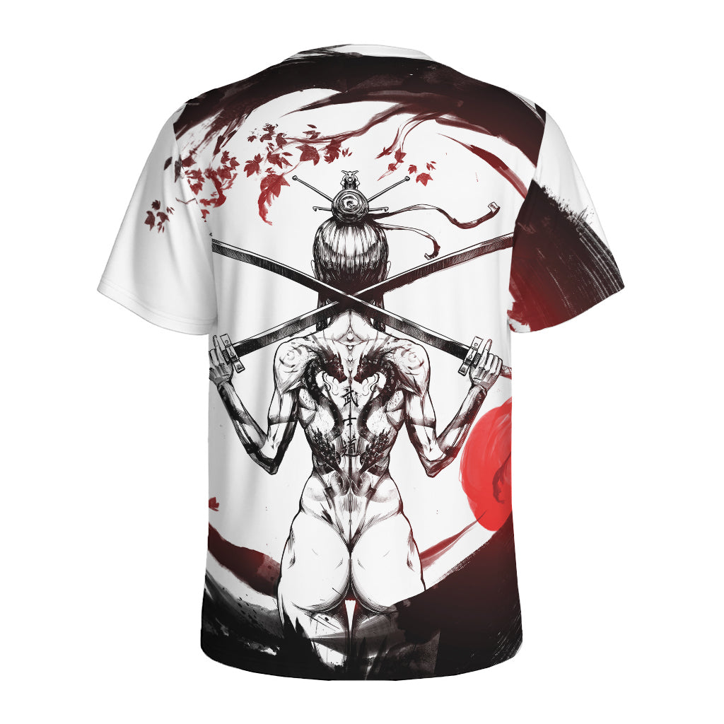 Japanese Samurai Woman Print Men's Sports T-Shirt