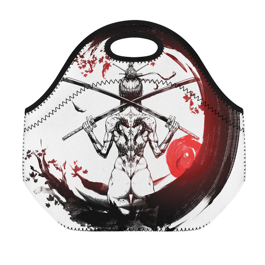 Japanese Samurai Woman Print Neoprene Lunch Bag