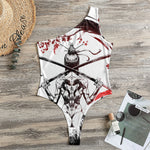 Japanese Samurai Woman Print One Shoulder Bodysuit