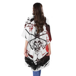 Japanese Samurai Woman Print Open Front Beach Cover Up