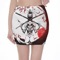 Japanese Samurai Woman Print Pencil Mini Skirt