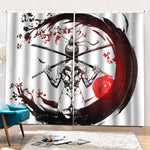 Japanese Samurai Woman Print Pencil Pleat Curtains