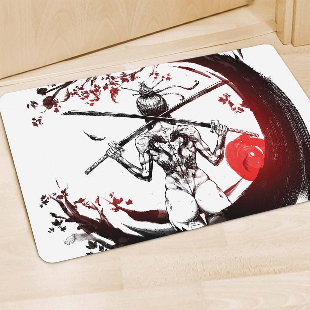 Japanese Samurai Woman Print Polyester Doormat
