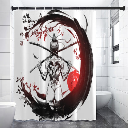 Japanese Samurai Woman Print Premium Shower Curtain