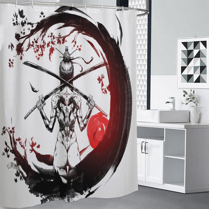 Japanese Samurai Woman Print Premium Shower Curtain
