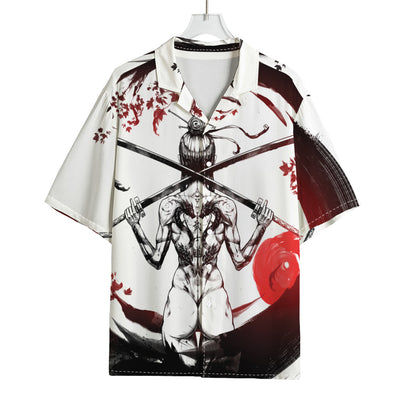 Japanese Samurai Woman Print Rayon Hawaiian Shirt