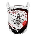 Japanese Samurai Woman Print Round Laundry Basket