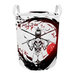 Japanese Samurai Woman Print Round Laundry Basket
