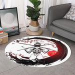 Japanese Samurai Woman Print Round Rug