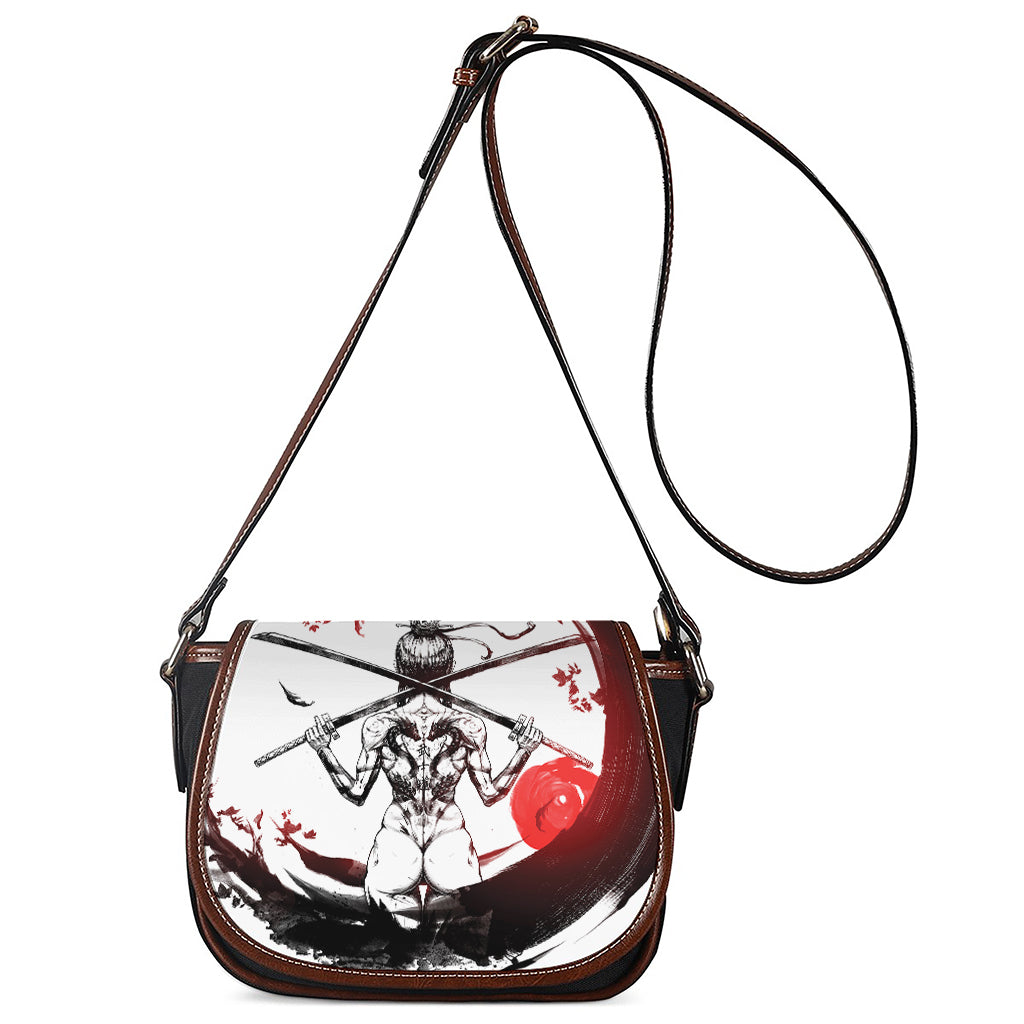 Japanese Samurai Woman Print Saddle Bag