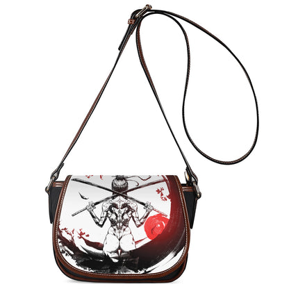 Japanese Samurai Woman Print Saddle Bag