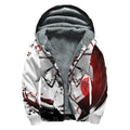 Japanese Samurai Woman Print Sherpa Lined Zip Up Hoodie
