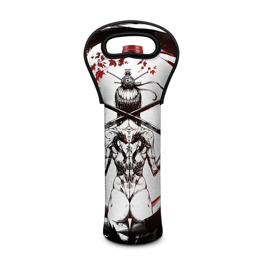 Japanese Samurai Woman Print Single Neoprene Wine Tote