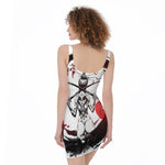 Japanese Samurai Woman Print Sleeveless Bodycon Dress