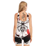 Japanese Samurai Woman Print Sleeveless One Piece Swimsuit