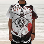 Japanese Samurai Woman Print Textured Short Sleeve Shirt