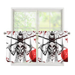 Japanese Samurai Woman Print Tier Curtains