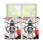 Japanese Samurai Woman Print Tier Curtains