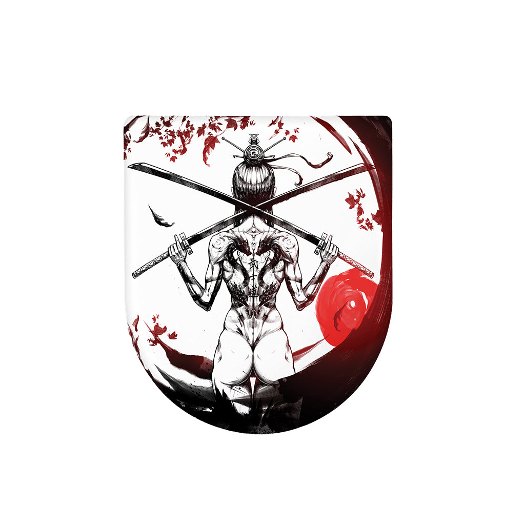 Japanese Samurai Woman Print Toilet Lid Cover